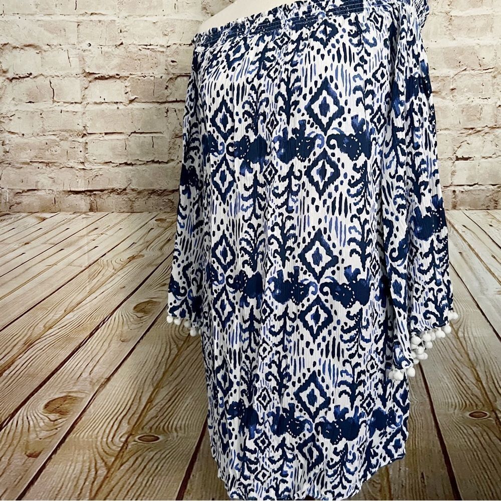 Lilly Pulitzer pom pom tribal ikat tunic cover up